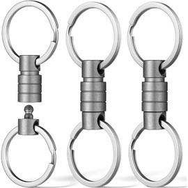 FEGVE Titanium Key Holder, Connector, 360 Degree Rotation, Detachable Quick Release, Breakaway Type, Car Key Holder, Men's, Releaser, Keyring Included (Black x 1), Gray *3 pcs