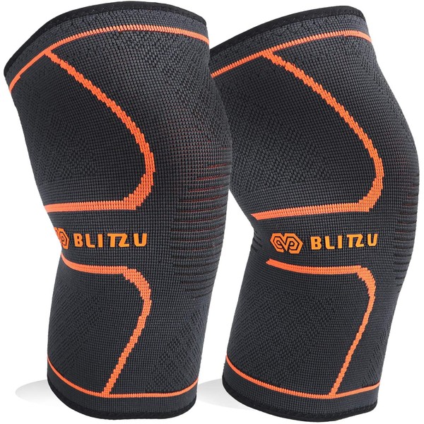 BLITZU Knee Compression Sleeve for Men & Women – Best Knee Brace Support for Running, Gym, Workout, Fitness, Weightlifting. Joint Pain Relief, Arthritis, ACL, Meniscus Tear and Injury Recovery