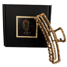 ALET USA 24k Gold Hair Clamp Claw - Embellished Glass Beads (Gold and Silver)