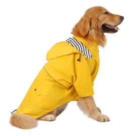 HDE Dog Raincoat Double Layer Zip Rain Jacket with Hood for Small to Large Dogs Yellow - XL