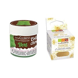Color'choco Fat-Soluble Food Coloring 5 g Green + Edible Golden Glitter