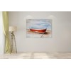 SYGALLERIER Nautical Canvas Wall Art Hand Painted Red Boat Still