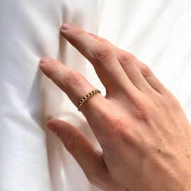 Anxiety Ring with Beads - Adjustable Anti-Stress Ring - Anti Stress & Anti Anxiety Ring Stainless Steel - Open Pearl Ring - Calming Ring, Stainless Steel, No Gemstone