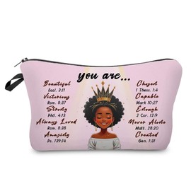 Livel lhood African American Makeup Bag Cute Small Organizer Zipper Pouch You Are Beautiful Cosmetic Bag Inspiring Birthday Present for Black Women Friends, hzt0745, Small