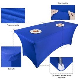 Ocves Stretch Tablecloth 6ft Spandex Table Covers Polyester Fitted Rectangular Stretchable Table Cover Wedding Party Cocktail Bar Craft Exhibitions Washable Table Cover Blue 6ft (1pcs) (TBC0010)