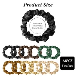 12Pcs Scrunchies for Women,Satin Hair Scrunchies Softer Than Silk Hair Ties,Big Scrunchy Ponytail Holder with Elastic Hair Bands for Thick Curly Hair,Soft Elastic No Damage Colorful Ponytail Holders