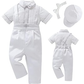 Booulfi Baby Clothing Boys Cotton Fabric Baby Suit Boy Wedding Christening Dress Boy Christmas Outfit Costume Shirt, #219 White