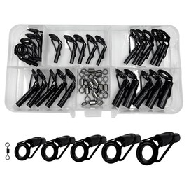 FOLANDO Anti-Tangle Ceramic Fishing Rod Guide Set with Stainless Steel Ferrules – 5 Sizes (2.4-5.5mm) & Reinforced Side Posts for Surf Casting and Lure Fishing