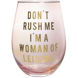 Get Bullish Don't Rush Me, I'm a Woman Of Leisure Stemless Wine Glass in Rose and Gold | 20 0z. | Set of 2