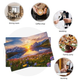 Mountain Placemats Set of 6 Sunrise Nature Landscape Lake Scenic Table Mats Washable Place Mats for Home Party Indoor Kitchen Dining Table Decoration 12''x18''