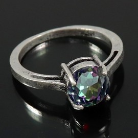 JEWELSTREZORO Mystischer Topas Edelstein 925 Sterling Silber Band Ring Herren & Damen Geschenkartikel Handgefertigter Schmuck TSR364AG_21 (67 (21.3))