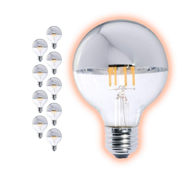 GoodBulb 5 Watt Half Chrome G25 Light Bulbs | LED Restaurant Bulb with E26 Medium Base | 2700K Warm White 360 Lumens | Restaurant Light Bulbs | 10 Pack