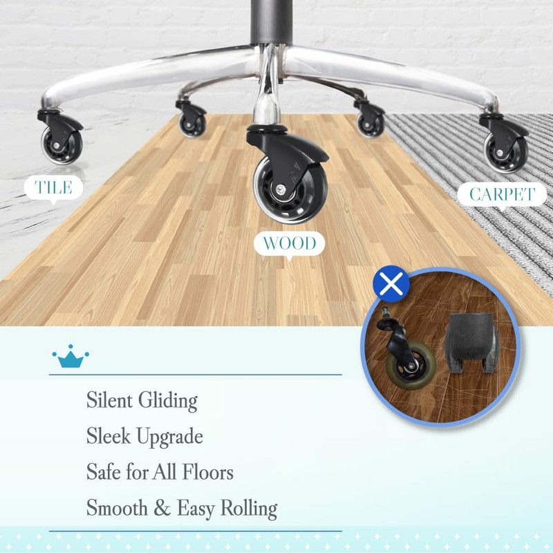IKEA Office Chair Wheels Replacement for Hardwood Floor and Carpet,
