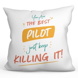 MUGFFINS PILOT woman Cushion Padding included - in English - You are the best keep killing it - Funny gift - Pillow: cover and filling 15.7x15.7 inches