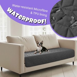 Charlie’s Sofur Waterproof Dog Bed Sofa Cover Protector Pet Blanket (2 Seater 76x178cm) for Couch Furniture Car Boot Non-Slip Quilted Padded Washable for Pets/Dogs/Cats/Kids - Charcoal