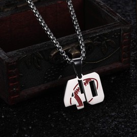 Rehoboth American Football Rugby Jersey Number 40 Pendant Necklace for Women Men 22+2 Inch Adjustable Stainless Steel Chain