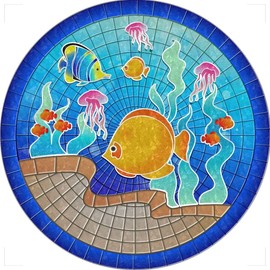 Skip's Garage Tropical Fish Poolmat - 29" - Vinyl - Works in Most Pools - Easy to Install and Remove - No Adhesives