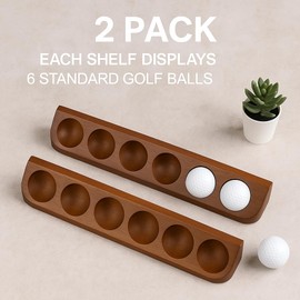2 Pack Wooden Golf Ball Display Case, Display 12 Standard Golf Balls Holder Wall Mount