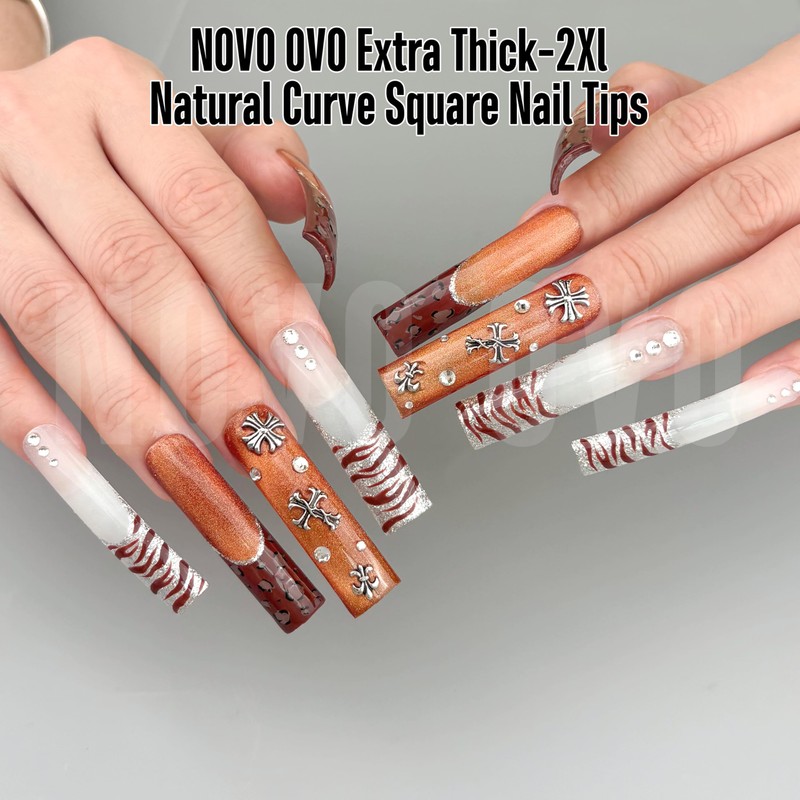 NOVO OVO XXL Shape Square Slight Curved Nail Tips, No
