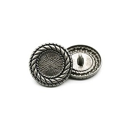 5pcs Vintage Round Shank Retro Metal Pattern Button Sewing Clothing Handmade Crafts Accessories Decoration (Pearl Nickel, 25mm)