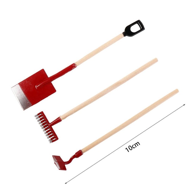 Miniature Dollhouse Garden Tools 3PCS Mini Doll House Working Accessories,