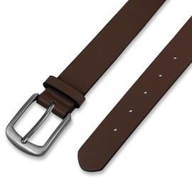 NBLYOS Men's Faux Leather Dress Belt，Classic & Fashion Jeans Belts with Single Prong Buckle for Work Business and Casual (Dark Brown 40)