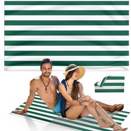 MOLHEM Beach Towel Quick Dry Microfibre, Double Sided Quick Dry Absorbent Beach Towels Sand Free, Lightweight, Compact for Travel Swimming Yoga Gym(160x90cm, 63x35in) (Green)