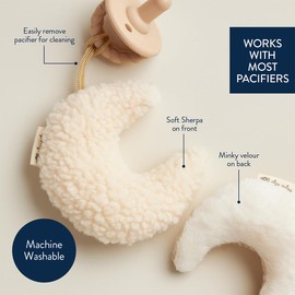 Itzy Ritzy Pacifier and Lovey Set; Detachable Plush Moon and Coordinating Toast Silicone Pacifier; Ideal for Ages 0 Months and Up, Moon