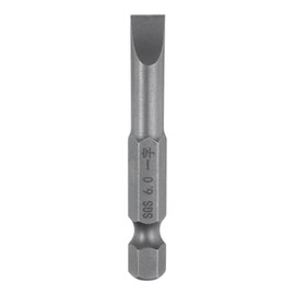 HARFINGTON SL6 Magnetic SLotted Screwdriver Bits 6mm S2 Steel Flat Head Screwdriver Bit 1/4" Hex Shank Industrial Grade Screw Driver Drill Bits 50mm (2") Long for Screws