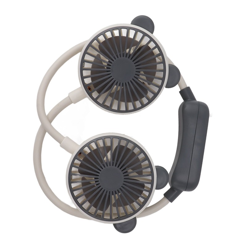 Portable Neck Fan Dual Head Bendable Wearable USB Rechargeable Hand