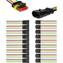 BJZ 4 Pin Car Connectors Waterproof 22AWG Automotive Electrical Connectors, Quickly Connect or Disconnect 4-Wires for Car Trailer Truck Bus Van Marine Boat Yacht (10 Kits)