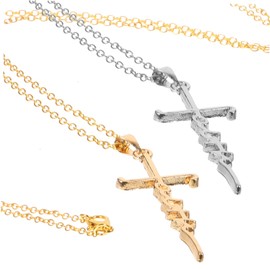 LIFKOME 2pcs Cross Pendant Necklace for Women Dainty Neck Chain Elegant Faith Jewelry for Daily Wear Parties Comfortable Eye-catching Design