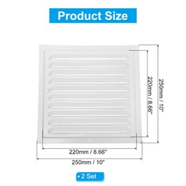 PATIKIL 10"x10" Stainless Steel Gable Vent, 2pcs Exterior Wall Outlet Vent Cover HVAC Air Grille Louvered Screen Mesh for Kitchen Bathroom Ventilation, White