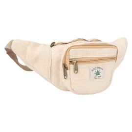 Riñonera de cáñamo, cintura ajustable y múltiples bolsillos, riñonera y para todo propósito, color blanco