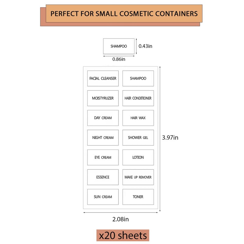 280pcs Waterproof Labels for Bottles Small Cosmetic Labels Clear Bathroom
