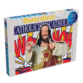 Renegade Game Studios Jigsaw Puzzle - Buddy Christ, 1000 Pieces, Poster Included, Linen Finish, Features The Uplifting Buddy Christ from Kevin Smith’s Dogma.