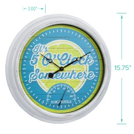 La Crosse Technology 433-3841MV2T 15.75" Indoor/Outdoor Quartz Clock with Temp-Margaritaville It’s 5 O’Clock Somewhere