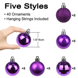 Briful 40PCS 4CM Christmas Baubles, Christmas Tree Decorations Xmas Hanging Ornaments Small Shatterproof Balls for Home Festival Gifts Christmas Decorations