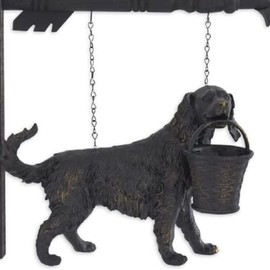 K&K Interiors 17227A-AR Dog Statue with Basket Arrow Replacement, Black and Gold, 13-inch Length, Polyresin Black,gold