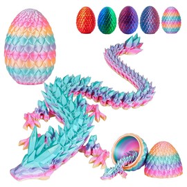 Zorvayne Dragon Egg with Dragon 3D, 3D Printed Dragon, 3D Dragon, Realistic Dragon Eggs in the Egg Jointed Fully Movable, Surprise Easter Dragon Eggs, Home Decor (Candy Colours)