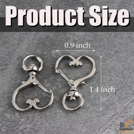RP Remarkable Power, 100 Pack Silver Metal Heart Shape Claw Swivel Lobster Clasp Alloy Snap Hook Keychain Clip for Jewelry Making Bag Accessories DIY Craft