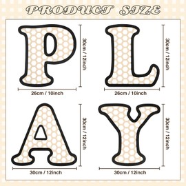 RattanView Wooden Play Rattan Letters Set Playroom Decor Boho Wall Signs Play Wooden Rattan Letters Wall Decor for Playroom Art Nursery Room Decorations(Black)
