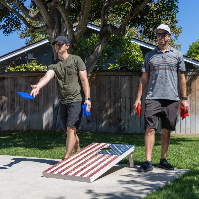 GoSports Regulation Size Premium Wood Cornhole - Rustic American Flag