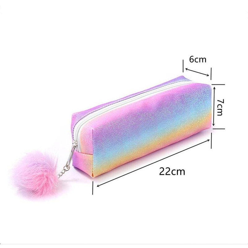 DUORUIMI Rainbow Pencil Case Pen Case Large Capacity Glitter Office