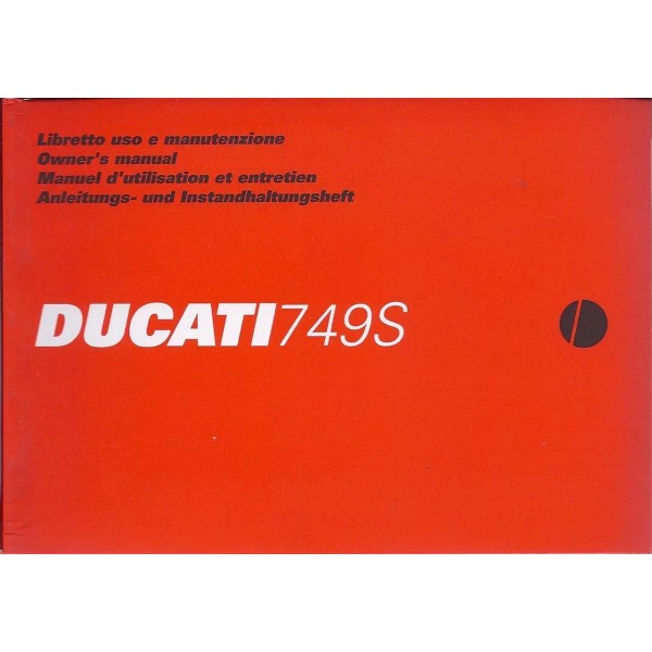 2002 Ducati 749S NOS 91370771D original 90 page owners manual