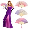 3PCS Folding Hand Fans with Tassel and Fabric Sleeves, Bamboo