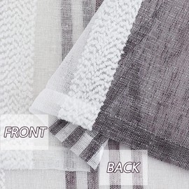 CAROMIO Bistro Curtain, Semi-Transparent Panel Curtain, Striped Pattern, Short Curtain for Kitchen, Small Window Curtains, Purple, 2 Pieces, W x H 69 x 76 cm