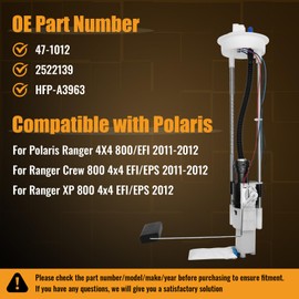 47-1012 Fuel Pump Assembly Replacement for Polaris Ranger 800 EFI 4X4 6X6 CREW XP 2011 2012 Replaces 2522139, HFP-A3963