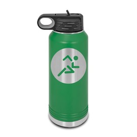 Running Marathon Triathlon Laser Engraved Water Bottle Customizable Polar Camel Stainless Steel with Straw - runner marathon triathlon Green 32 oz