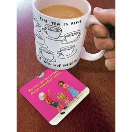 Bold & Bright - Funny 'Tipsy and Jolly' Coaster - Small Gift Ideas For Her - Friends Birthday - Colleague Work Office - New Home Gift - Presents For Ladies Women - Sold By Brainbox Candy